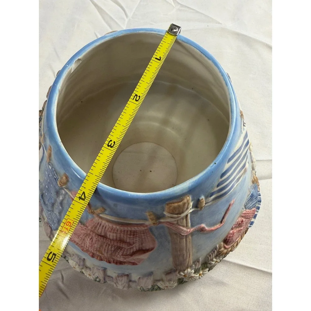 Yankee Candle Ceramic Jar Topper Shade Clothesline Picket Fence Cottagecore 4in
